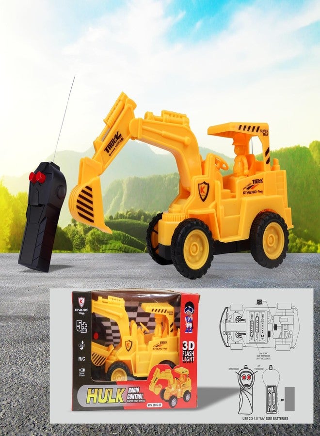 KIVANO Remote Control JCB Excavator Toy Truck, Construction Shovel Loader with 360° Rotation, Full-Function Steering & Working Bucket, Durable ABS, Rubber Tyres - Yellow - Image 4